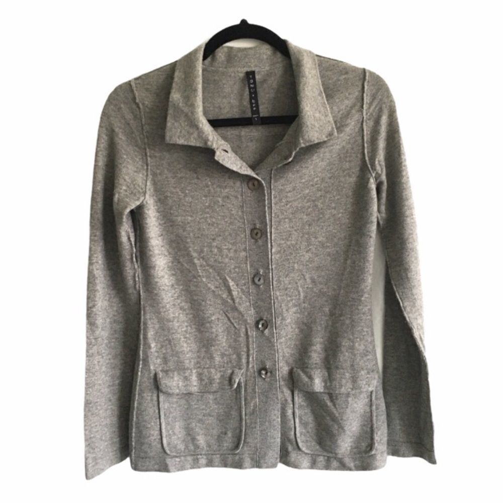 TANA & BEE Cashmere Wool Button Front Cardigan Sweater Gray S